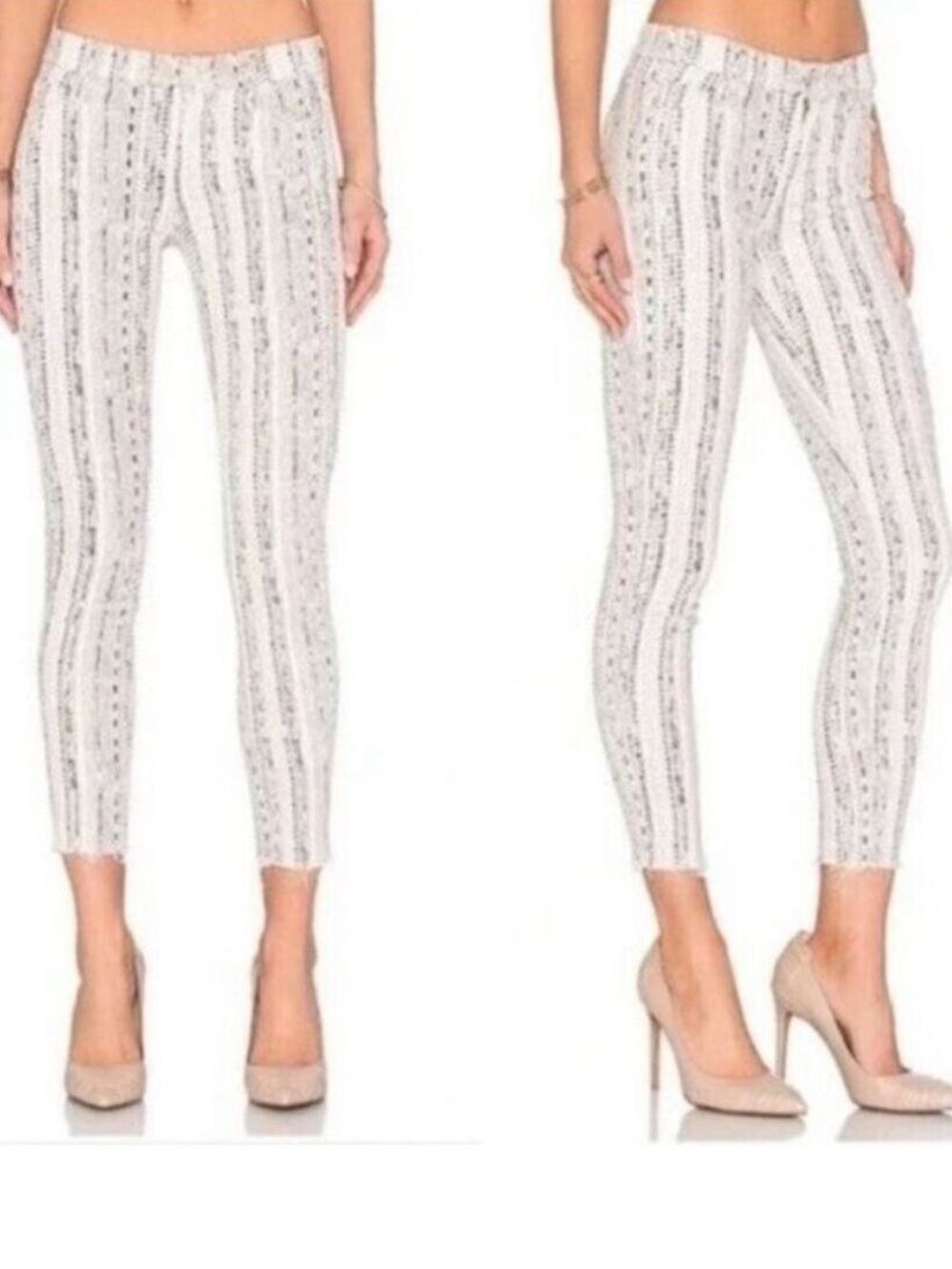 Mother Looker Ankle Fray in Slipstream Size 27 White Raw Hem Skinny